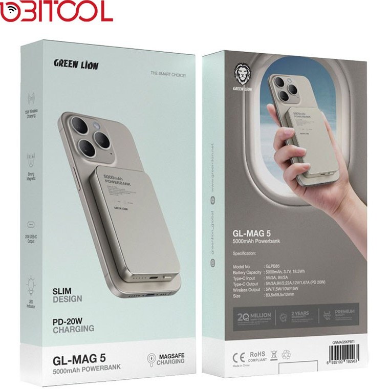 پاوربانک گرین لاین مدل GL-MAG 5 ظرفیت 5000میلی آمپر - Image 2