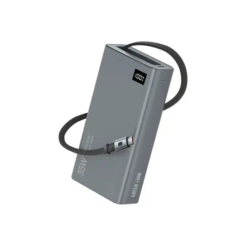 پاوربانک 35 وات گرین لاین مدل RETRACTABLE 35W ظرفیت 20000 میلیآمپرساعت